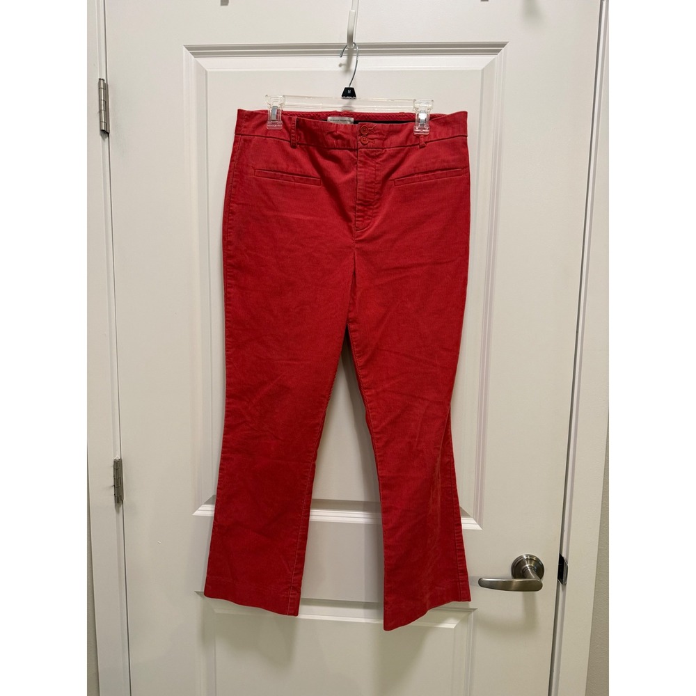 Anthropologie Essential Collection Red Corduroy Pants Size 12 Straight Flare